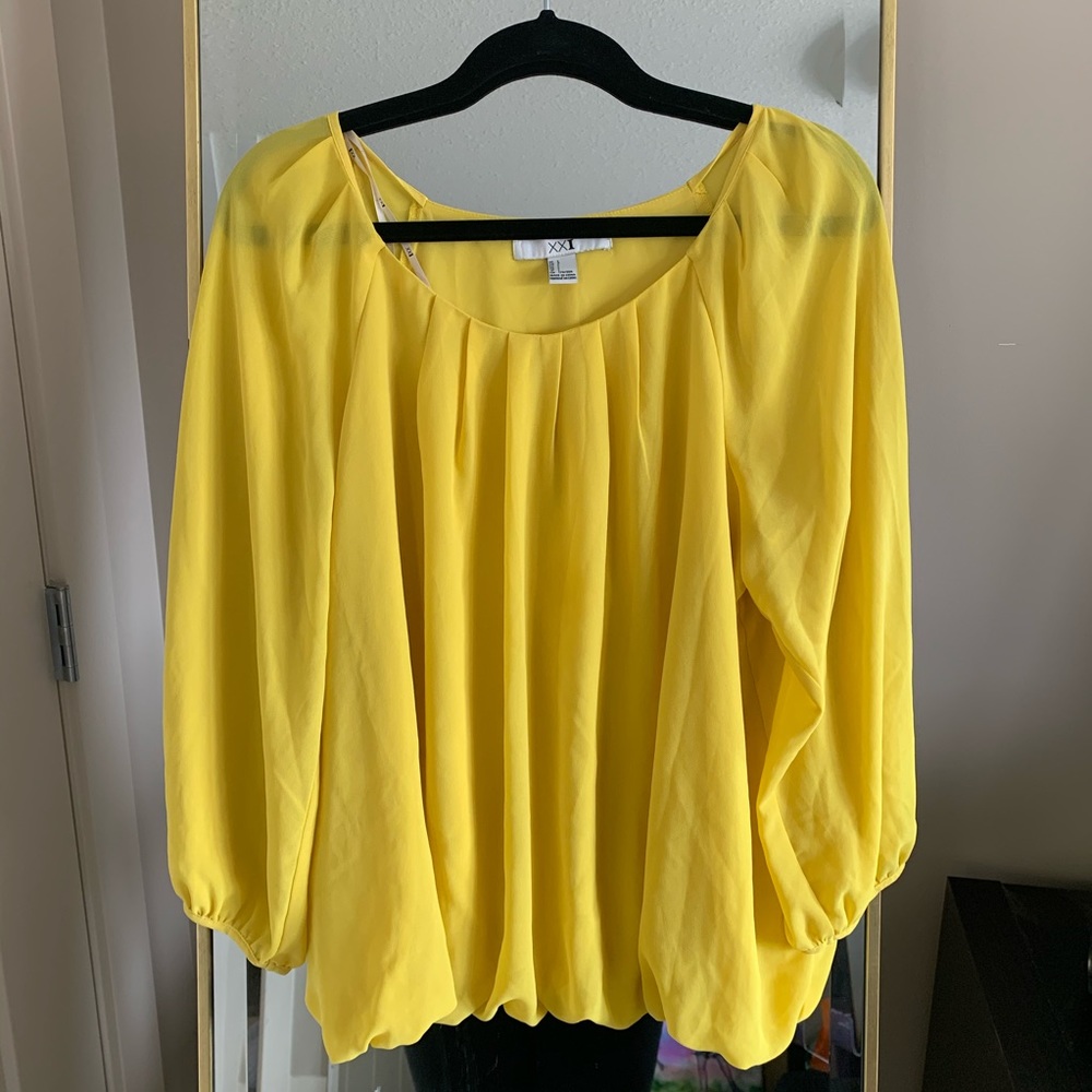 Forever 21 long sleeve yellow top - Picture 1 of 2